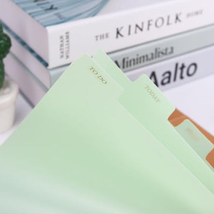 Buqoo 3 Ring Binder Dividers with 8 Tabs, Plastic Index Divider Pages -Light Green, Sturdy Binder Dividers for School, Office, Notebook, Journal & Planner (8.4"x10.9") - color: Bean Paste Green