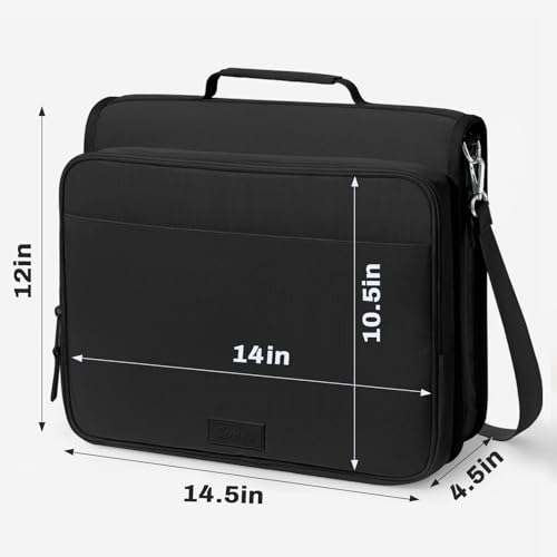 SUNEE Zipper Binder with 2-Inch O-Rings, 13-Inch Laptop/Tablet Sleeve, 450 Sheet Capacity, Sturdy Carry Handle & Adjustable Shoulder Strap, Schoo & Office Organizer, Black - color: Black