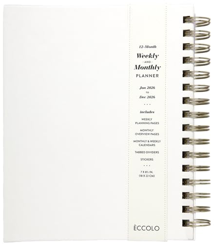 WORLD TRAVELER 2026 Planner Weekly & Monthly Hardcover Spiral Agenda | Hardcover Spiral Lay-Flat Binding, Weekly and Monthly Planning Pages, January to December 2026, 7x8.75 Compact Format - color: White Busy