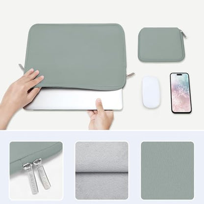 MOSISO Laptop Case 13.3 inch, 13-13.3 inch Laptop Sleeve Bag Compatible with MacBook Air/Pro 13/Pro 14 M5 M4 M3 M2 M1, HP Dell ASUS Lenovo, Neoprene Computer Sleeve Bag with Small Case, Antique Green - color: Antique Green, size: 13.3 inch