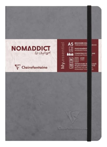 Clairefontaine 'Age Bag' Thread-Bound Notebook, A5, Lined, 192 Pages - Grey - color: Grey