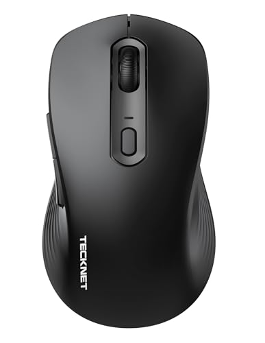 TECKNET Bluetooth Mouse, [ USB + BT1 + BT2 ] Wireless Mouse for Laptop, Silent Click, Ergonomic Design, 4800 DPI Computer Mice Wireless, Dual Mode for Laptop, Computer, iPad, MacBook - color: Black