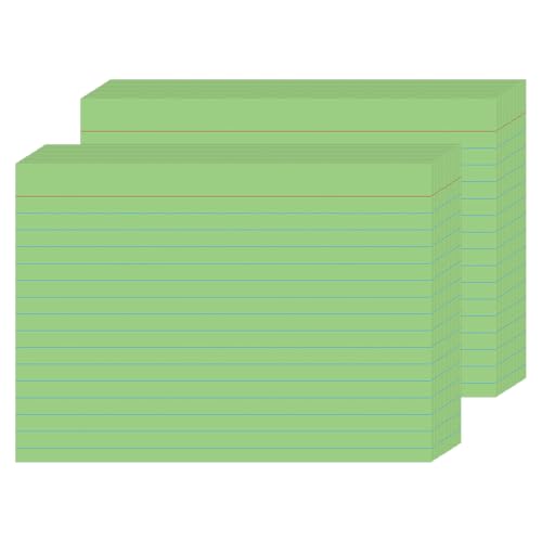 5x7 Green Index Cards - 50 Pcs Large Heavy Duty 250gsm Lined Flashcards - Jumbo Note Cards for Homeschooling, Science Notes & Vocabulary - Thick Ruled Study Cards for College - color: Green - 50 Pack