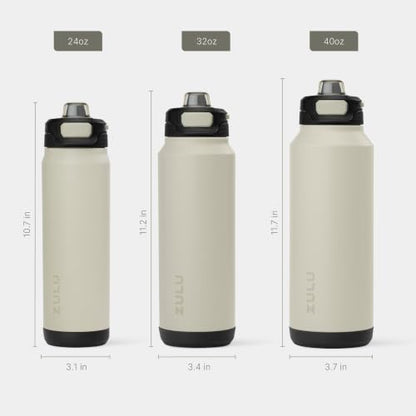 ZULU Powerfill Pro 24oz Stainless Steel Water Bottle with Quick Fill Lid, Triple Walled Vacuum Insulated Metal, Leak Proof Locking Lid, Sip and Chug, Reusable BPA Free, Ash - color: Ash, style: 24oz