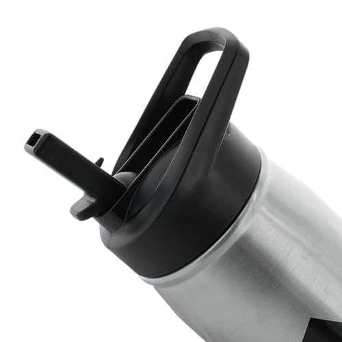 adidas Stainless Steel Metal Water Bottle 20 oz (600 mL) Straw Lid - color: Stainless Steel/Black/2