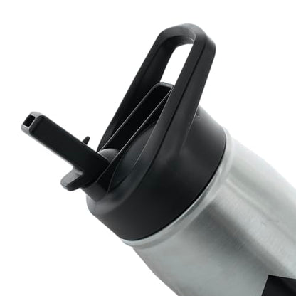 adidas Stainless Steel Metal Water Bottle 20 oz (600 mL) Straw Lid - color: Stainless Steel/Black/2