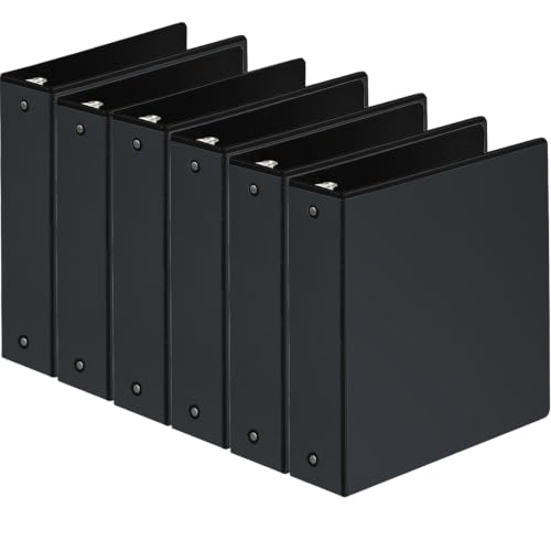 SUIN 2-Inch 3-Ring Binders with 2 Interior Pockets, Heavy Duty Clear View Presentation Binder Holds 425 Sheets Letter Size, Office School Home,6 Pack - color: Black
