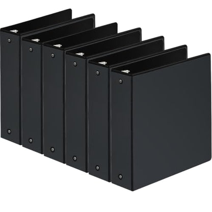 SUIN 2-Inch 3-Ring Binders with 2 Interior Pockets, Heavy Duty Clear View Presentation Binder Holds 425 Sheets Letter Size, Office School Home,6 Pack - color: Black