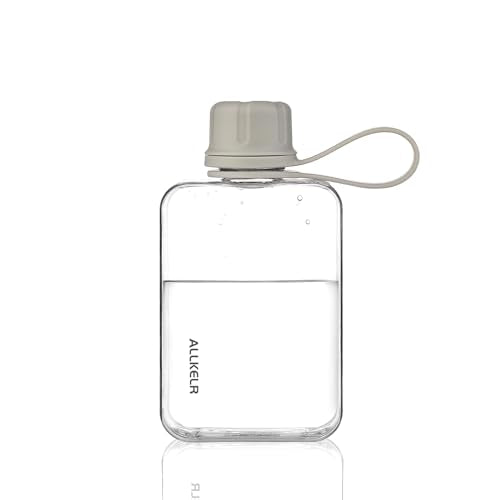 Portable Flat Water Bottle, 8 oz, Gray | BPA-Free Tritan, leakproof, slim fit for purses, lightweight for hiking, backpacking, travel - color: Gray, size: 8 Ounces