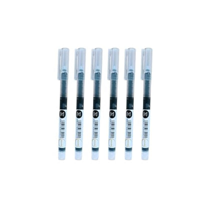 Black Gel Pens Pack of 6 – 0.6mm Medium Point Fine Tip, Smooth Writing, Quick Dry No Smear Black Ink Pens for School, Office, Home - color: Black