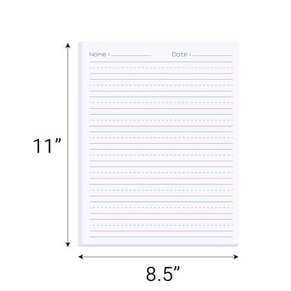 zmybcpack 2 Pack Write Beginner Paper for Kids, 8.5"x11" Handwriting Paper | Kindergarten Writing Paper, Primary Composition Notepad(100 Sheets Each, Double-Sided Printing) - size: 8.5x11"(writing)