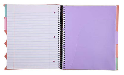 Mintra Office Durable PREMIUM Spiral Notebook, ((Salmon, 5 Subject (8.5in x 11in)), Fabric Covered Coils, No Snags, College Ruled, Adjustable PocketDividers, Ruler, Organization, School - color: Salmon, size: 5 Subject (8.5in x 11in)
