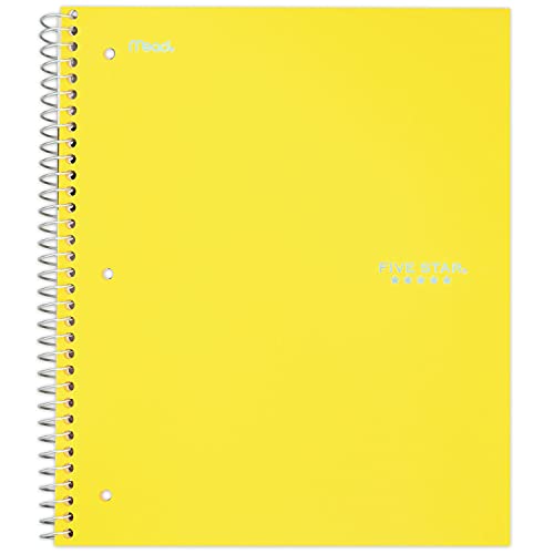 Five Star Spiral Notebook, 1 Subject, College Ruled Paper, 100 Sheets, 11" x 8-1/2", Yellow (73475) - color: Yellow
