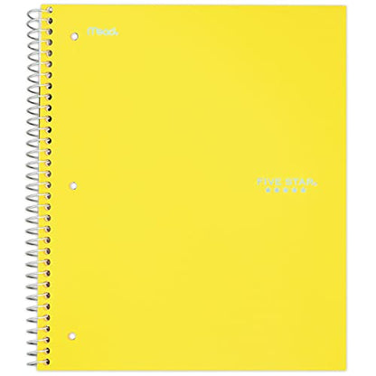 Five Star Spiral Notebook, 1 Subject, College Ruled Paper, 100 Sheets, 11" x 8-1/2", Yellow (73475) - color: Yellow