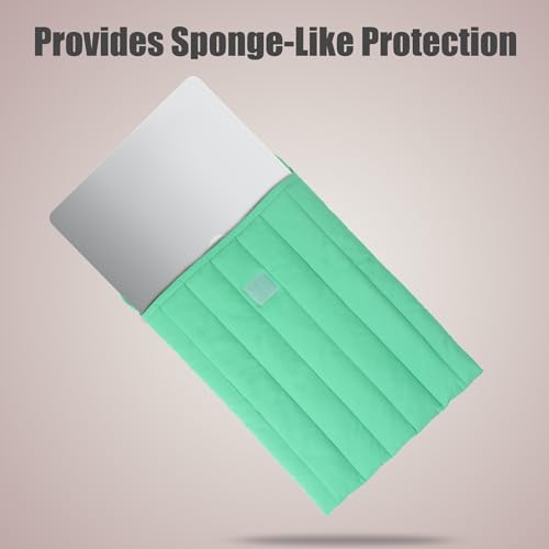 Puffy Laptop Sleeve 13-14 Inch, Soft Laptop Case, Light Green Set | Compatible with 13-14 Inch Macbook Pro/Air/Neo, Asus/Dell/Lenovo Laptops, Protective Carrying Bag with Cable Storage Pouch - color: Light Green Set, size: 13/14