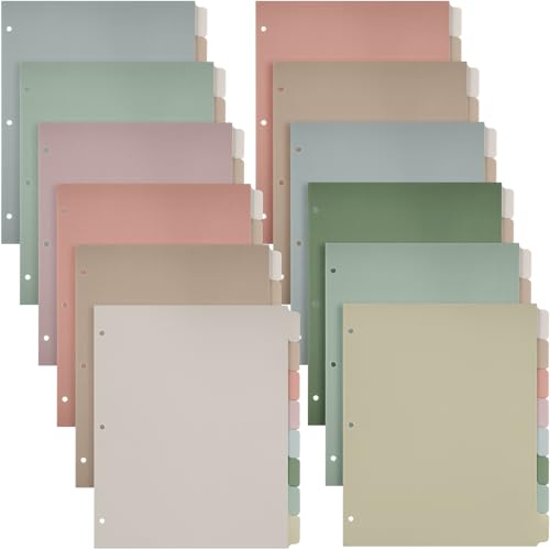 Honoson 12 Sets 8 Tab Dividers for 3 Ring Binders Plastic File 8.5 x 11 Inch Paper Multicolor Page Binder Index Dividers for School Office(Dark Color) - color: Dark Color