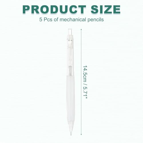 M&G 5Pcs Mechanical Pencil Set, 0.5mm Mechanical Lead Pencils for Drafting Sketching Art Class Writing Office Classroom, White