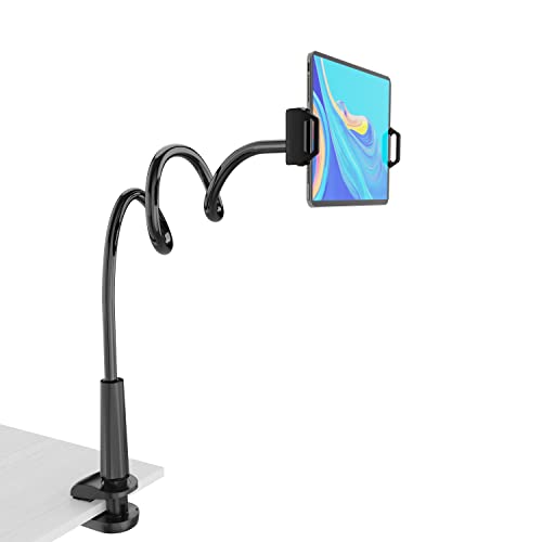 MAGIPEA Gooseneck Tablet Holder for Bed, Flexible Tablet Stand Holder with 360° Adjustable, Hands Free Tablet Mount Clip, Compatible with iPad/Kindle/Switch/Galaxy Tabs, More 4.7-13" Devices - color: Black, size: 30in