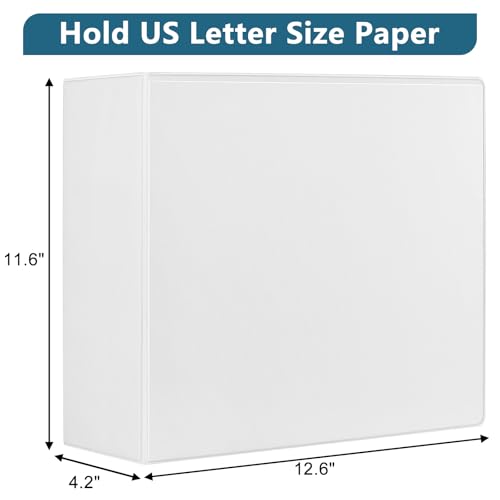 CIXILDTS 4-Inch 3 Ring Binder, Standard 4" Slant-D Ring Binder Fit Letter Size Paper, Presentation View Binders, White, 6-Pack - color: White, size: 4", style: 6-Pack