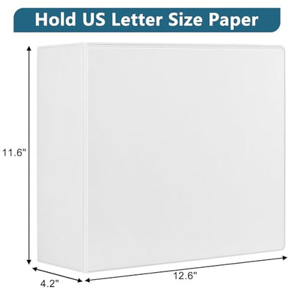 CIXILDTS 4-Inch 3 Ring Binder, Standard 4" Slant-D Ring Binder Fit Letter Size Paper, Presentation View Binders, White, 6-Pack - color: White, size: 4", style: 6-Pack
