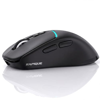 RAPIQUE Bluetooth Wireless Mouse, Dual Bluetooth + 2.4G, Connect Up to 3 Devices, USB-C Rechargeable, Quiet Click, 4 DPI Levels up to 3200, Ergonomic Right-Hand Design for PC, MacBook, Laptop - Black - color: Black