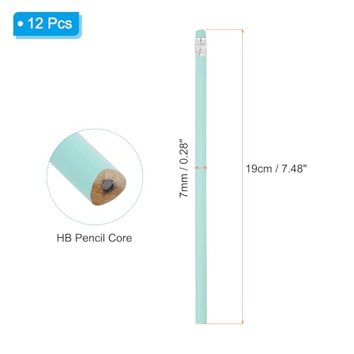 PATIKIL Round Pencils, 12 Pack Triangle HB Graphite Pencil Woodcase Wooden Pencils with Eraser for Classroom Office Writing Drawing Supplies, Light Green - color: Light Green