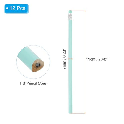 PATIKIL Round Pencils, 12 Pack Triangle HB Graphite Pencil Woodcase Wooden Pencils with Eraser for Classroom Office Writing Drawing Supplies, Light Green - color: Light Green
