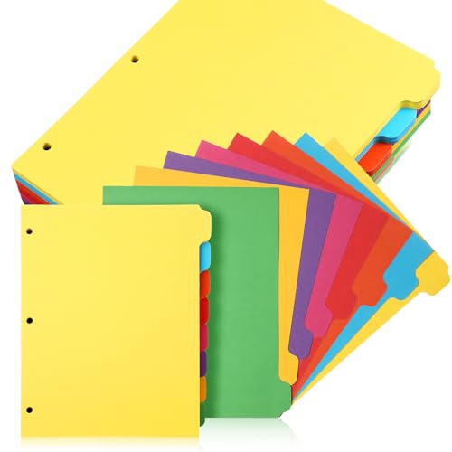 Harloon 30 Set 3 Ring Binder Dividers with 8 Tabs, 8.5x11 Blank Index Binder Bulk,1/8 Cut Tab Cardstock 3 Hole Punch 230 GSM Heavyweight Writable Subject Page Dividers for Office School (Multicolor) - size: Multicolor