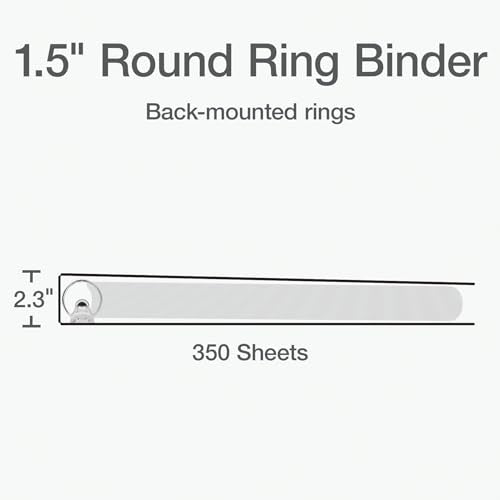 Oxford Ring Binders, 1.5" Round Ring Binders, View Binder, Covers on 3 Sides, XtraLife Hinge, Non-Stick, PVC-Free, Black, 350 Sheet Capacity (1002548) - color: Black, size: 1.5 Inch
