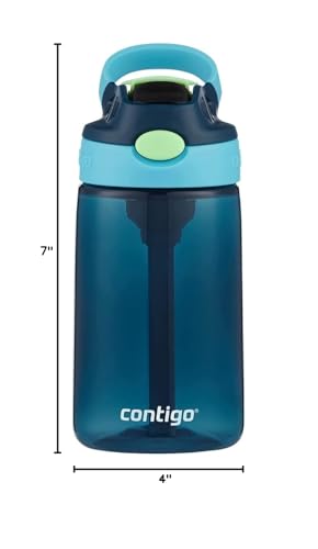 Contigo Kids Water Bottle with designed AUTOSPOUT Straw, 14 oz., Blueberry Ocean