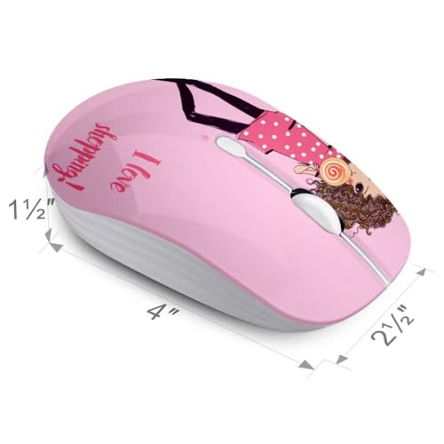 JUHOO Wireless Mouse with Nano Receiver for PC, Laptop, Notebook, Computer, MacBook, Less Noise, Portable Mobile Optical Mice - style: Shopping Girl