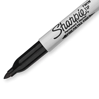 Sharpie Twin Tip Permanent Markers, Fine and Ultra Fine, Black, 4 Count