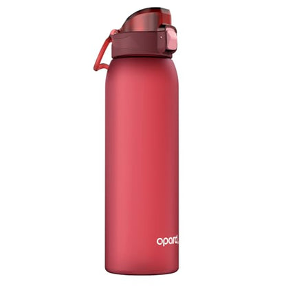 Opard Zip 32oz Plastic Water Bottle Dishwasher Safe, Leakproof Flip-Top Lid, BPA Free Tritan, Wide Mouth Reusable Sports Water Bottle for Gym Hiking Commuting Outdoor Travel and School - color: Cranberries Red, style: 32 Ounces
