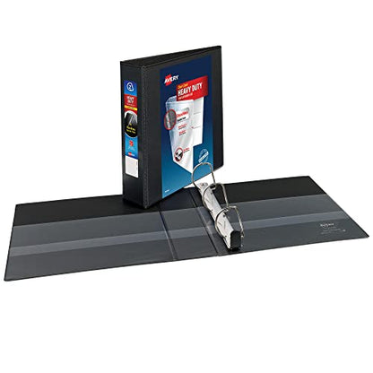 Avery Heavy-Duty View 3 Ring Binder, 2" One Touch Slant Rings, Holds 8.5" x 11" Paper, 4 Black Binders (79872)