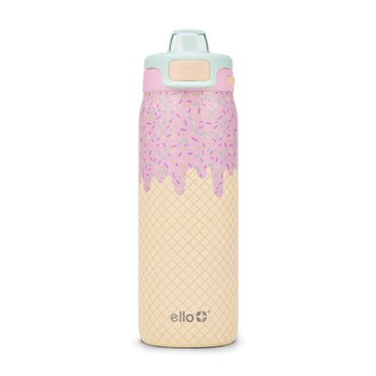 Ello Kids Pop & Fill 18oz Stainless Steel Water Bottle with Quick Fill Technology, Double-Wall Vacuum Insulation, Leak Proof Locking Lid, Sip & Chug, BPA Free, Gifts for Girls Boys, A La Mode - color: A La Mode, size: 18 Ounces