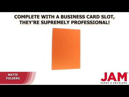 LUXPaper 9" x 12" Presentation Folders | Two Pocket | Mandarin Orange | 100lb. Cover | 10 Qty - color: Mandarin