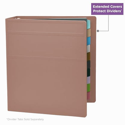 Carstens 2-Inch Heavy Duty 3-Ring Binder - Side Opening, Dusty Rose, Durable Plastic, Precision No-Gap Rings, Waterproof Cover, No Pockets, Holds 300 US Letter Sheets, BPA-Free, Made in USA (2825-3R) - color: Mauve, size: Individual