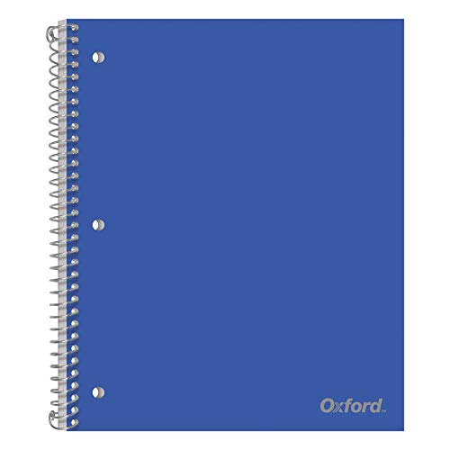 Oxford 1-Subject Poly Notebook, 8.5 x 11 inches, 3-Hole Punch, College Rule, 100 Sheets Per Journal, Durable Poly Storage Pocket, Colors May Vary (10590) - size: (Pack of 1)