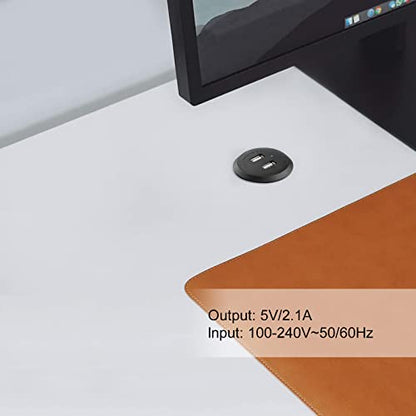 Desktop USB Power Grommet Recessed Mount Power Hub Desk Power Outlet USB Charging Center Built in Nightstand Cabinet Sofa 2 USB 2.1A - size: 5 ft