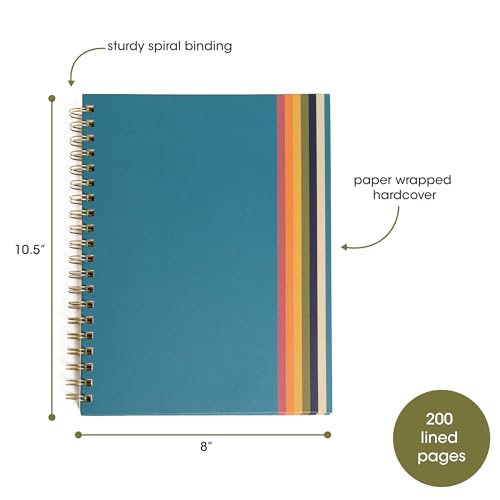 Pearhead Retro Stripe Spiral Notebook, Color Block Hardcover – 100 GSM Thick Lined Pages, Lay Flat Gold Double-Coil Binding, Tear-Away Perforations, Bold 70s Aesthetic Stationery Gift, 8x10.5 - color: Retro Stripes Spiral Notebook