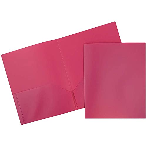 JAM PAPER Plastic 2 Pocket POP Folders - Durable School Folders - Fuchsia Hot Pink - 6/Pack - color: Pink, size: 6 Per Pack