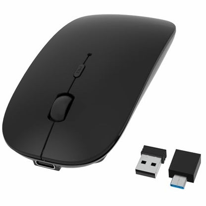 HOTDREAM Bluetooth Wireless Rechargeable Mouse for MacBook Pro/Air/iPad Air/iPad Pro/Laptop/Tablet/iPhone/PC, Bluetooth 5.2/3.0 and 2.4GHz Dual Mode Mouse (Black) - color: black