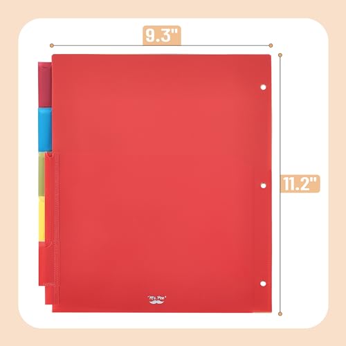 Mr. Pen- Expanding Binder Dividers with Pockets and Tabs, 5 Tabs | Colorful Dividers for 3 Ring Binder with Pockets