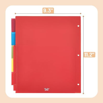 Mr. Pen- Expanding Binder Dividers with Pockets and Tabs, 5 Tabs | Colorful Dividers for 3 Ring Binder with Pockets