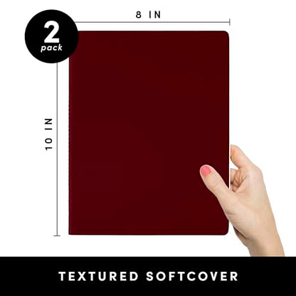 PAPERAGE Soft Cover Lined Journal Notebook, 2 Pack, (Burgundy), 100 Pages, Large 7.5 inches x 9.5 inches, College Ruled, Ideal for Note Taking & Travel Journal - color: Burgundy, style: Lined 100pgs (2 Pack)