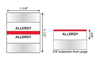 Tabbies 54522 Allergy Medical Chart Index Tabs, 100 Pack, Red 1.25 x 0.5 in Self-Adhesive Patient File Divider Tabs for Records & Folders - style: Allergy
