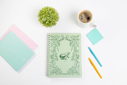 Pearhead Spiral Hardcover Notebook 8x10.5 – Frog Toile College-Ruled Writing Journal with 200 Lined Pages, Perforated Paper for School, Work & Notes (Pack of 2) - color: Green Frog Spiral Notebook, 2-Pack