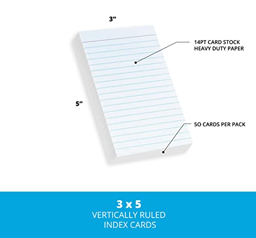 Home Advantage Single Sided Vertically Ruled White Index Cards (3-x-5)