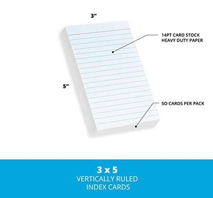 Home Advantage Single Sided Vertically Ruled White Index Cards (3-x-5)
