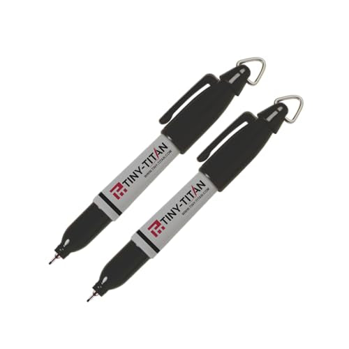 Tiny-Titan EXTRA Fine Point, Mini Markers, Permanent Ink, Metal Tip, Keychain Clip, Golf Ball Marker, Clip On Nurse's Badge - Black Ink - EXTRA Fine Point - 2 Pens